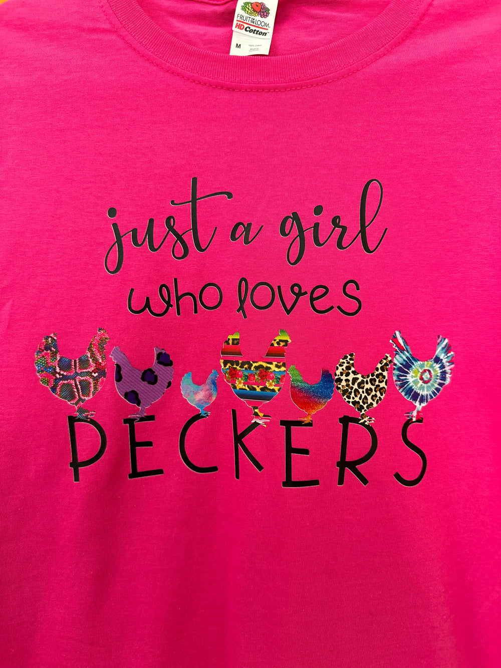 Just a Girl Who Loves Peckers chicken graphic original shirt photo