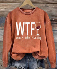 WTF wine•turkey•family CREWNECK product image