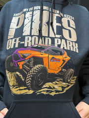 Pikes Off Road map shirt and hoodie design detail