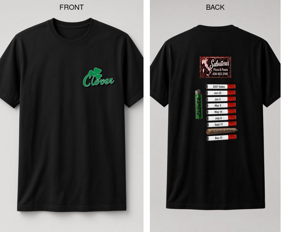 Black Clover Salvatore's 2027 shirt, left chest front and printed back