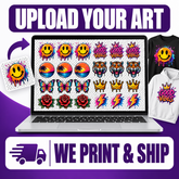 Upload custom artwork for a DTF gang sheet and have it printed and shipped