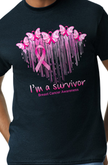 Butterfly breast cancer awareness shirt graphic with pink ribbon-inspired design