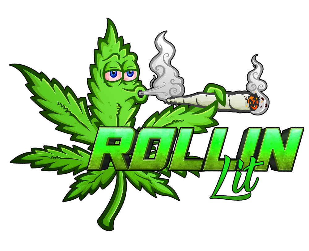 Original green Rollin Lit leaf logo — embroidery design reference for Sam’s flat-bill hat