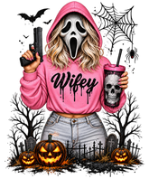 Wifey Scream Cemetery Halloween apparel design