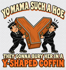Cartoon Yo Mama Y-Shaped Coffin artwork