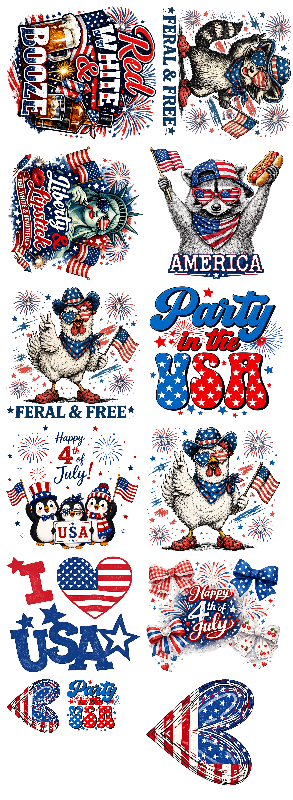 4TH OF JULY GANG SHEET (RED WHITE AND BOOZE)