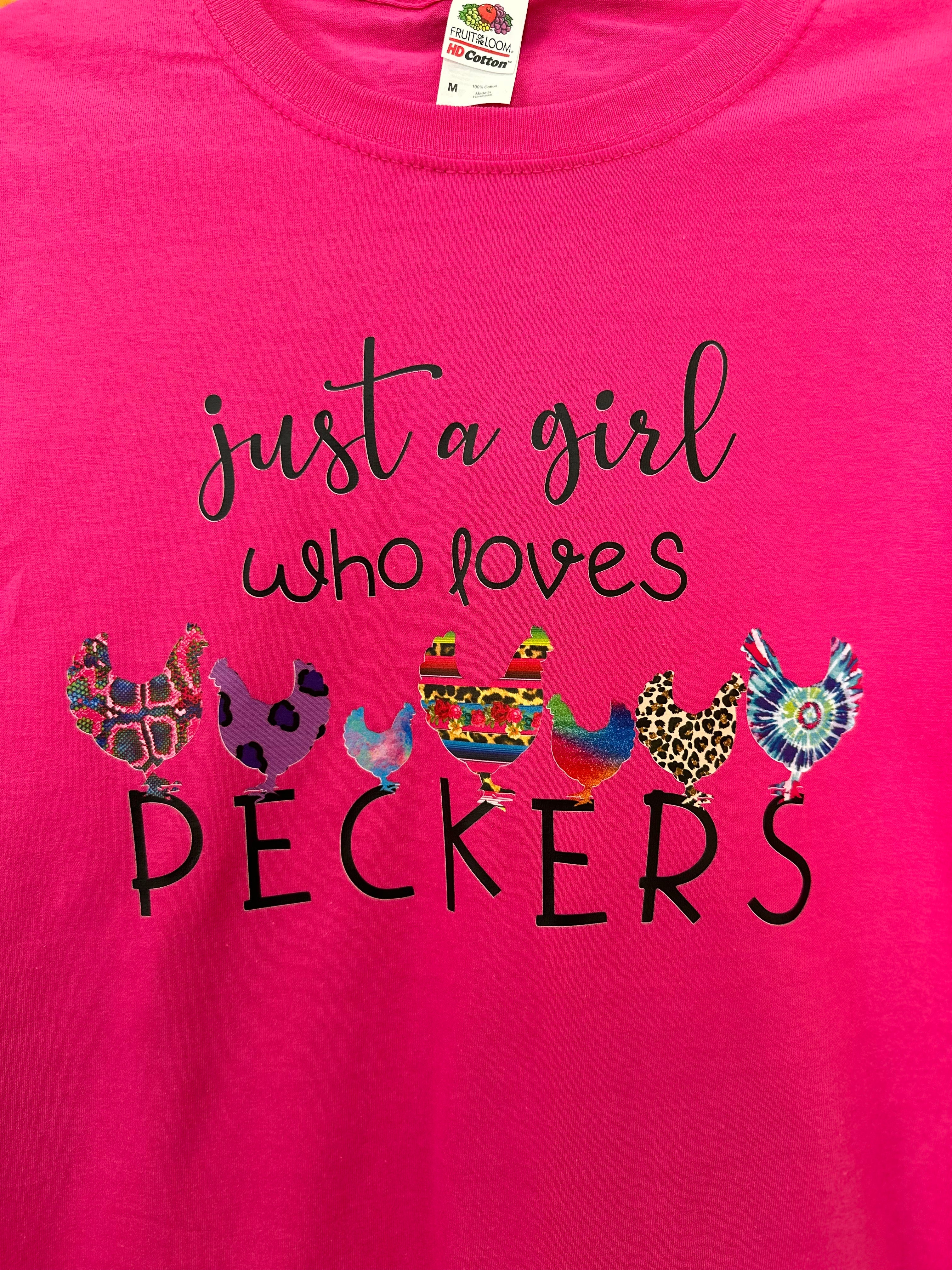 Just a Girl Who Loves Peckers chicken graphic original shirt photo