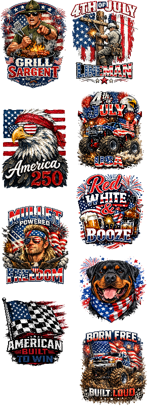 4TH OF JULY GANG SHEET (GRILL SARGENT)