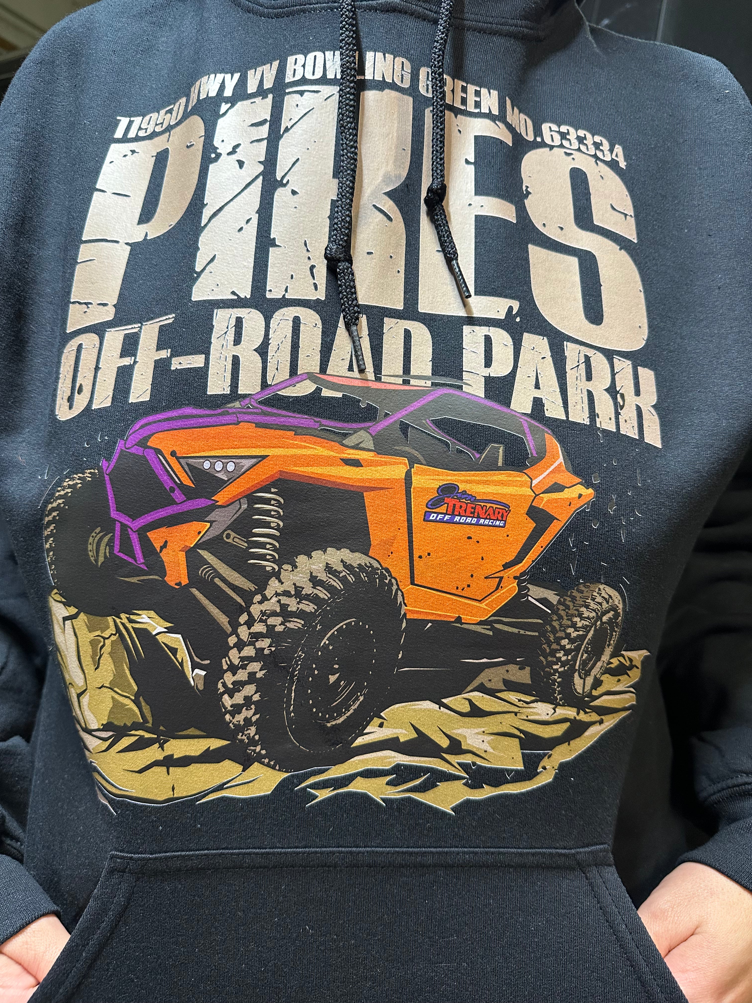 Pikes off road map logo “front will be the sxs and back will be a map of the park” HOODIE