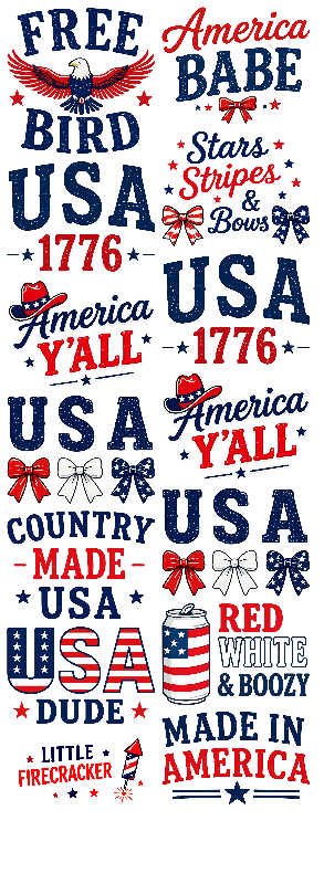 4TH OF JULY GANG SHEET (FREE BIRD)