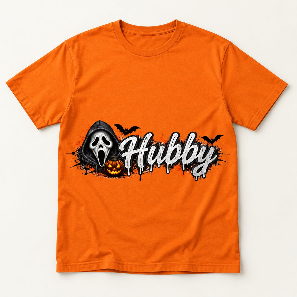 Hubby Halloween orange T-shirt centered mockup