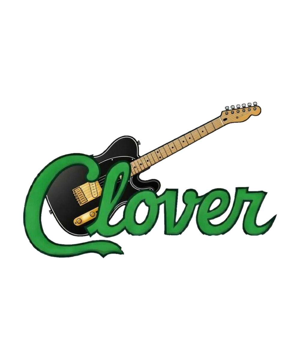 Clover Telecaster Guitar — T-Shirt or Hoodie — logo artwork preview; garment and print included