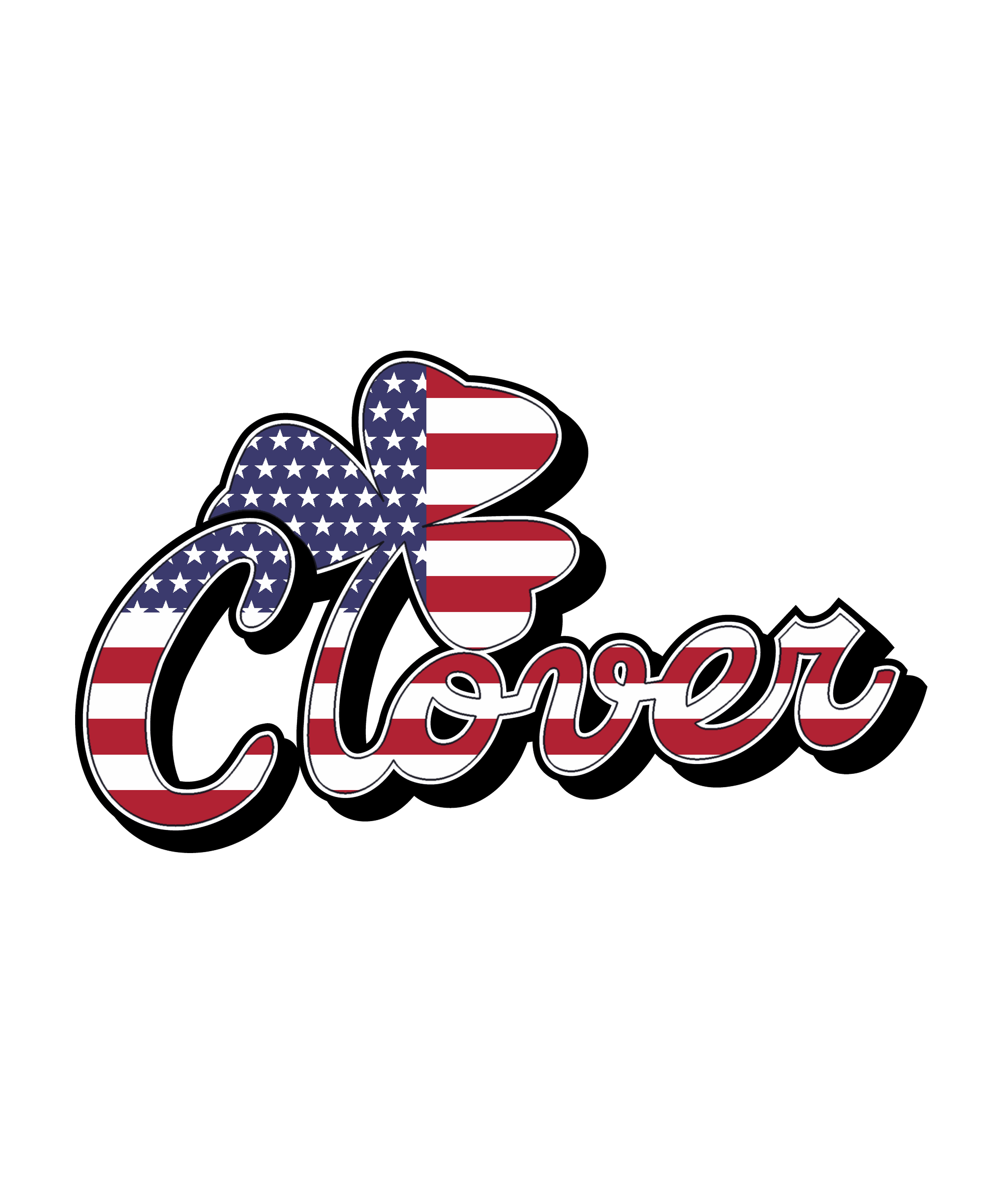 Clover American Flag — T-Shirt or Hoodie — logo artwork preview; garment and print included