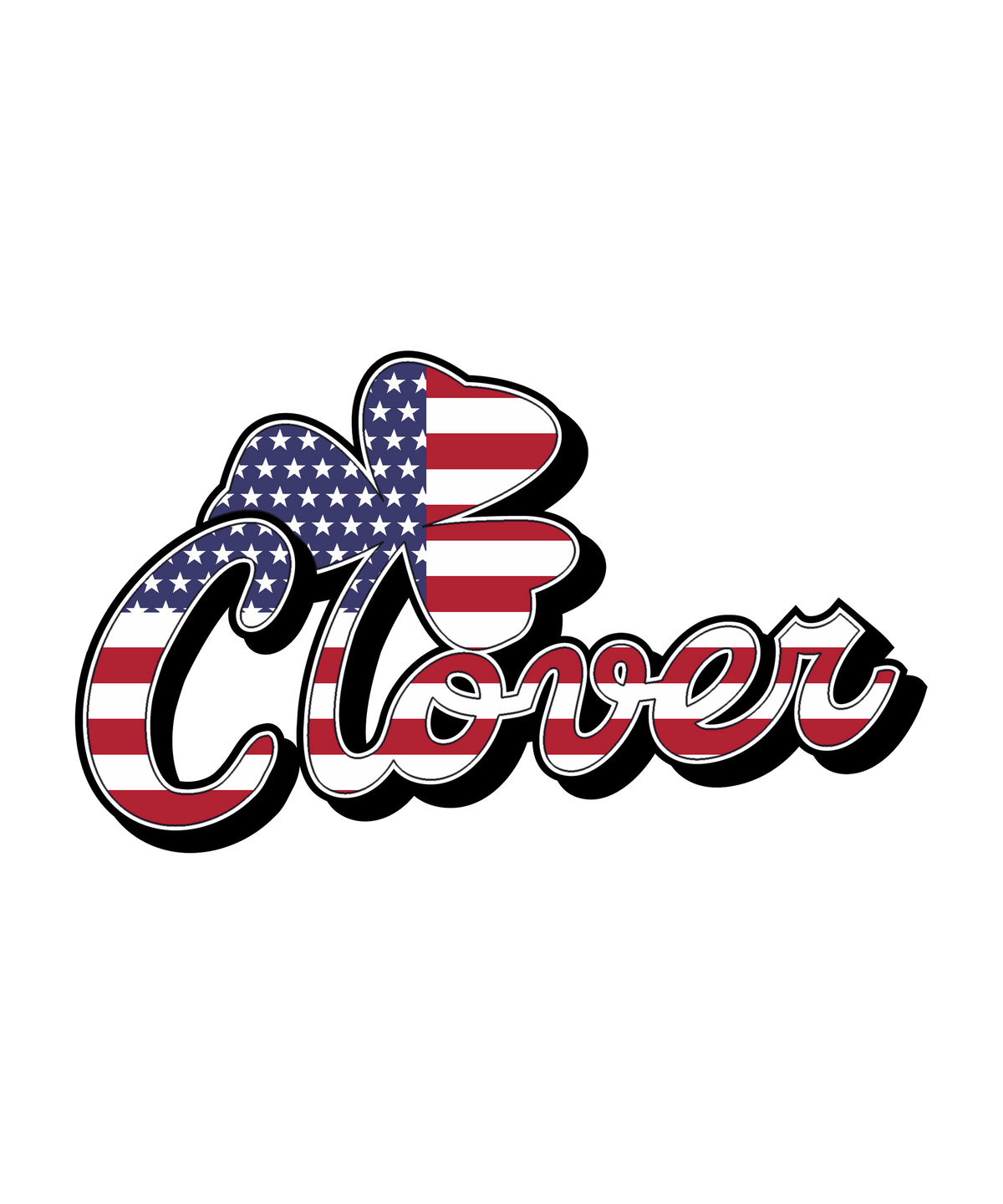 Clover American Flag — T-Shirt or Hoodie — logo artwork preview; garment and print included
