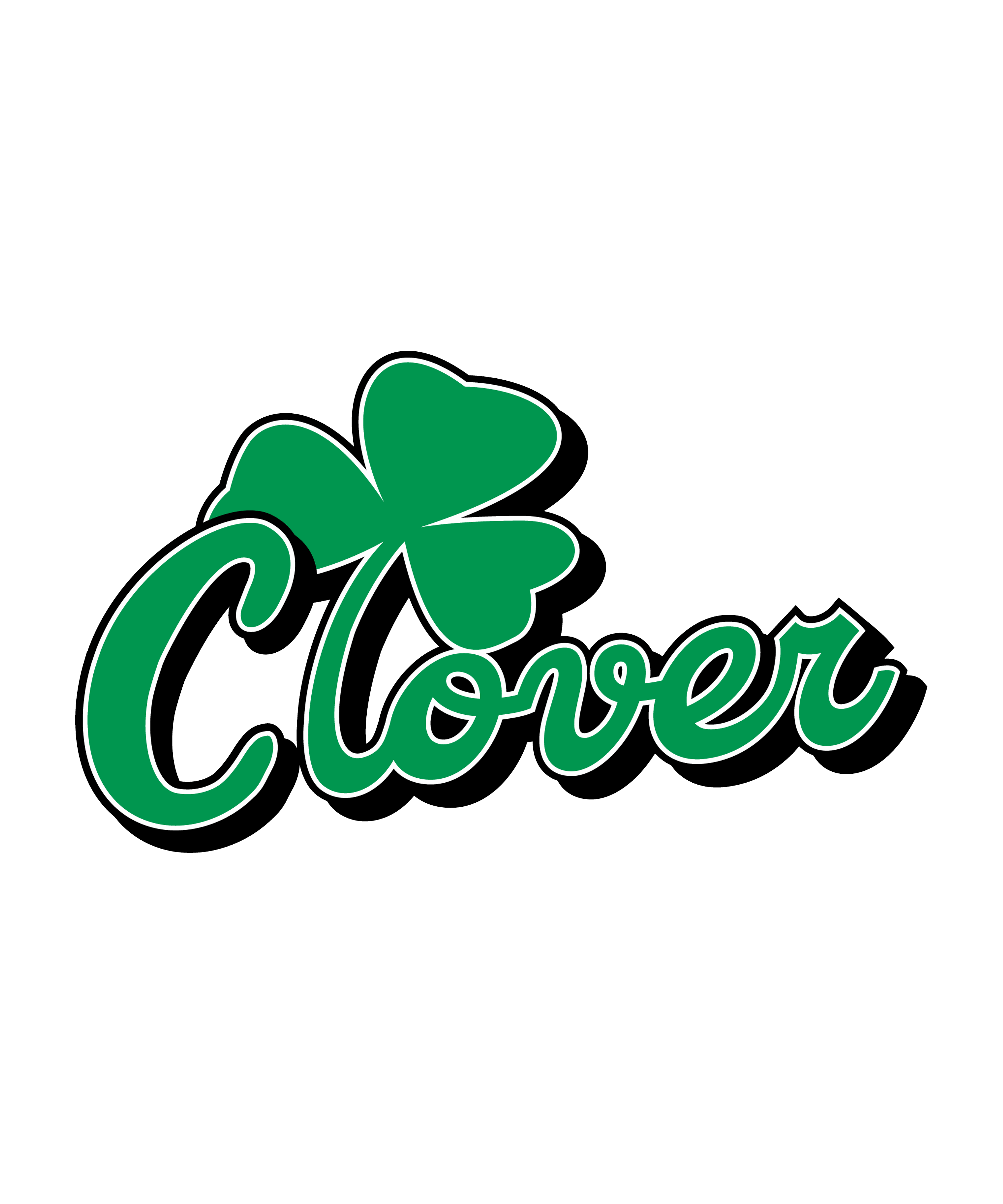 Clover Classic Green — T-Shirt or Hoodie — logo artwork preview; garment and print included
