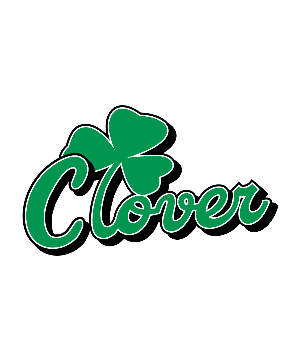 Clover Classic Green — T-Shirt or Hoodie — logo artwork preview; garment and print included