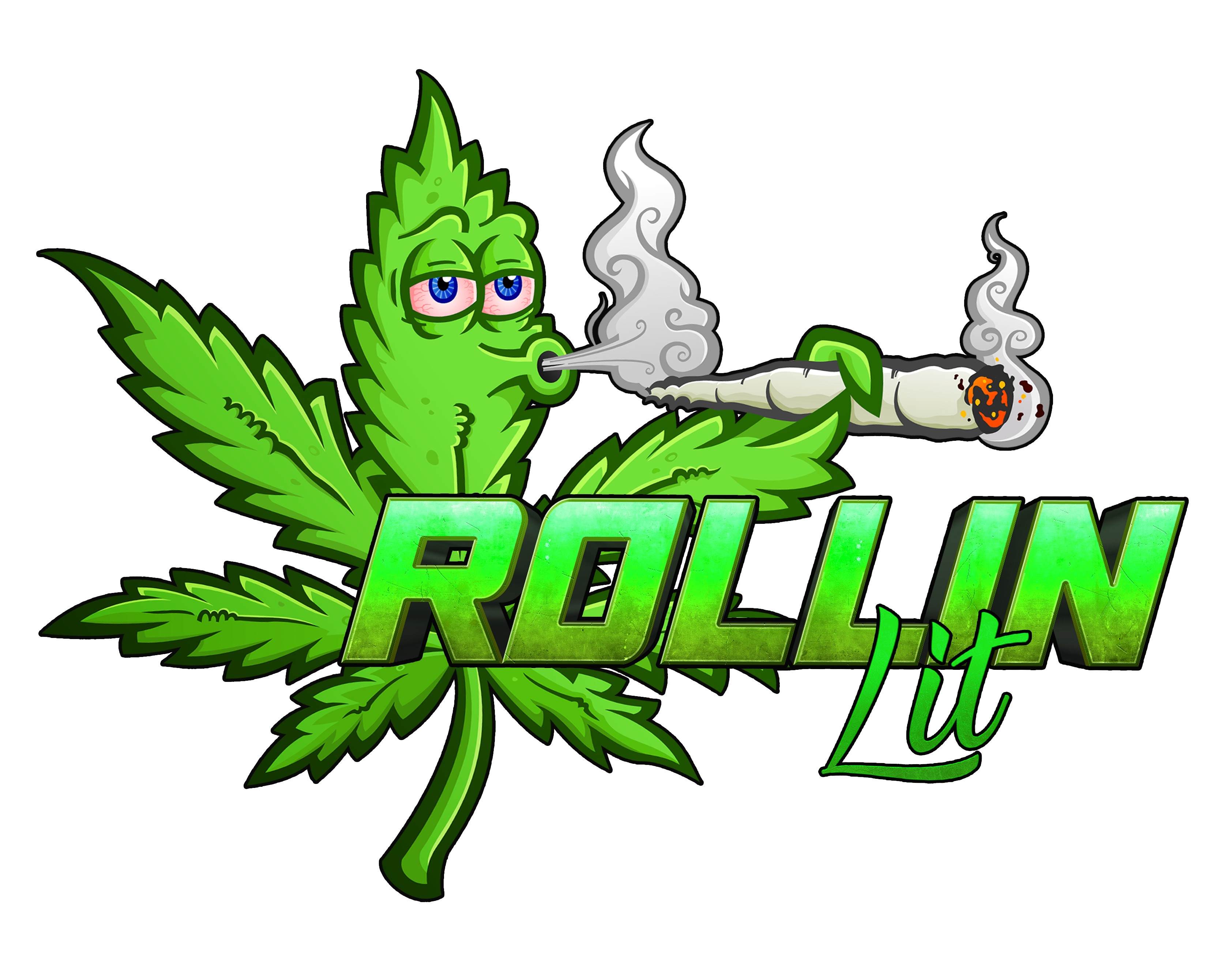 Original green Rollin Lit leaf logo — embroidery design reference for Sam’s flat-bill hat