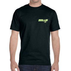 Rollin Lit small front left-chest logo on black T-shirt