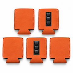 Five regular Texas orange magnetic can coolers with front and rear views