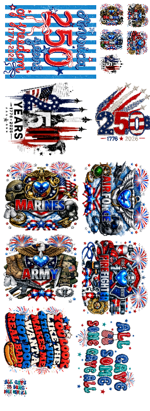 4TH OF JULY GANG SHEET ( 250 )