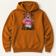 Wifey Scream orange hoodie centered mockup