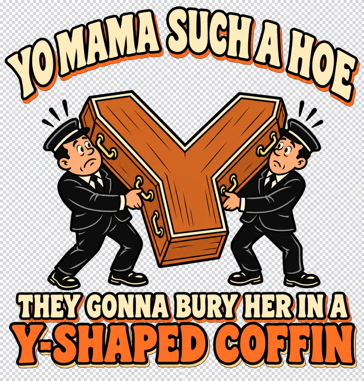 Cartoon Yo Mama Y-Shaped Coffin artwork