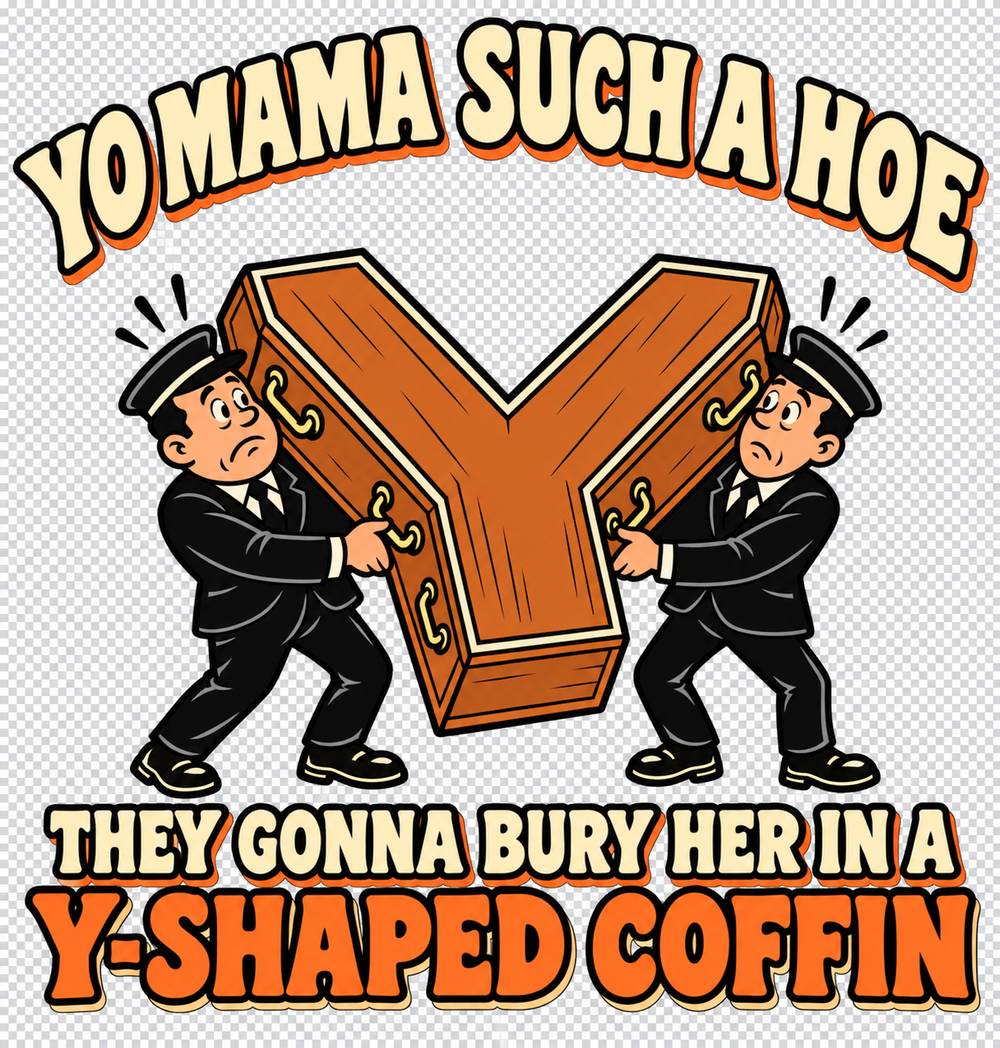 Cartoon Yo Mama Y-Shaped Coffin artwork